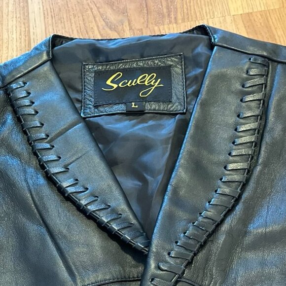 Scully Men's Black Leather Whip-Stitch Western Farm-House Country Vest Sz Lr - Picture 5 of 10